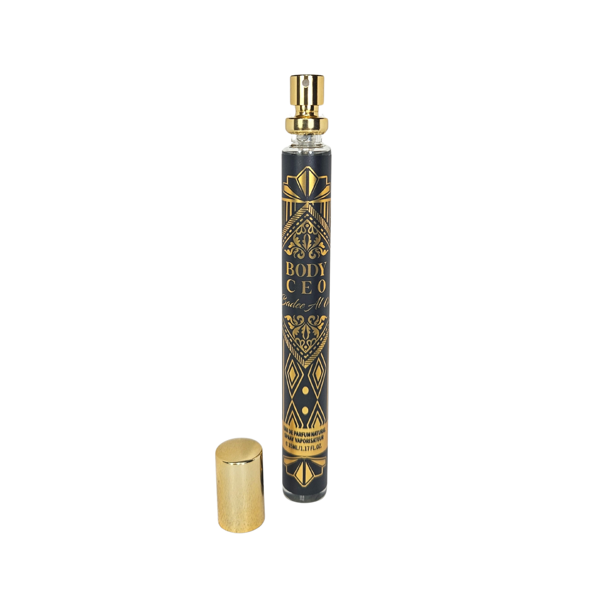 Body CEO for men perfume bottle with cap off