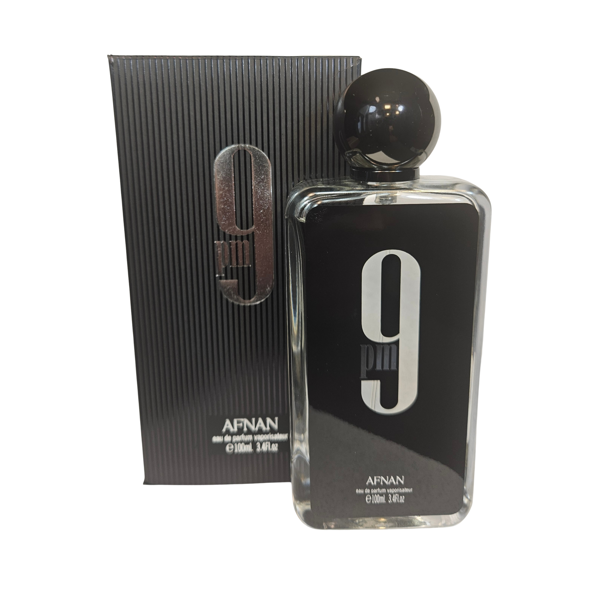 9 PM by Afnan 100 ml bottle with box on white background