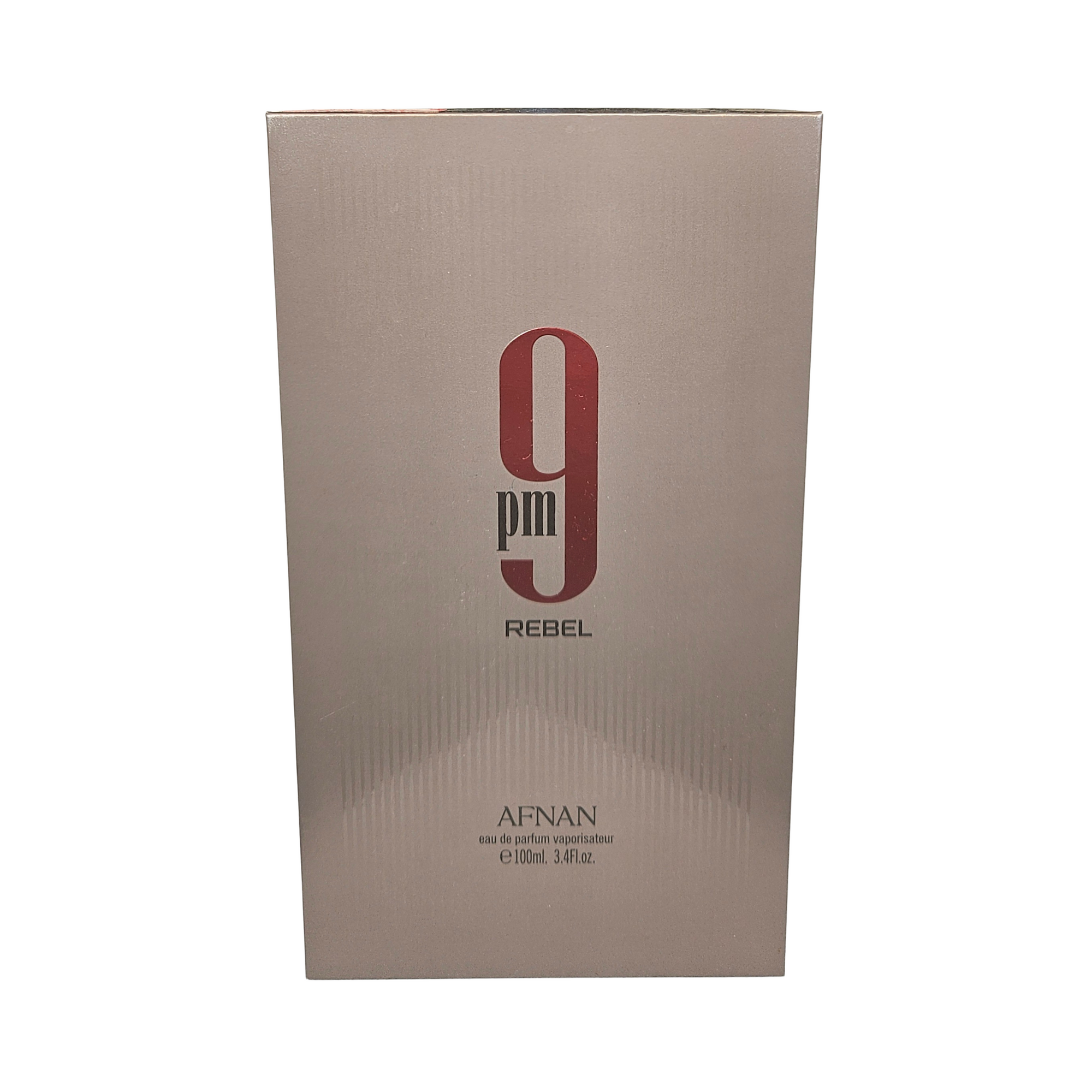 9 PM Rebel by Afnan front of perfume box 100 ml