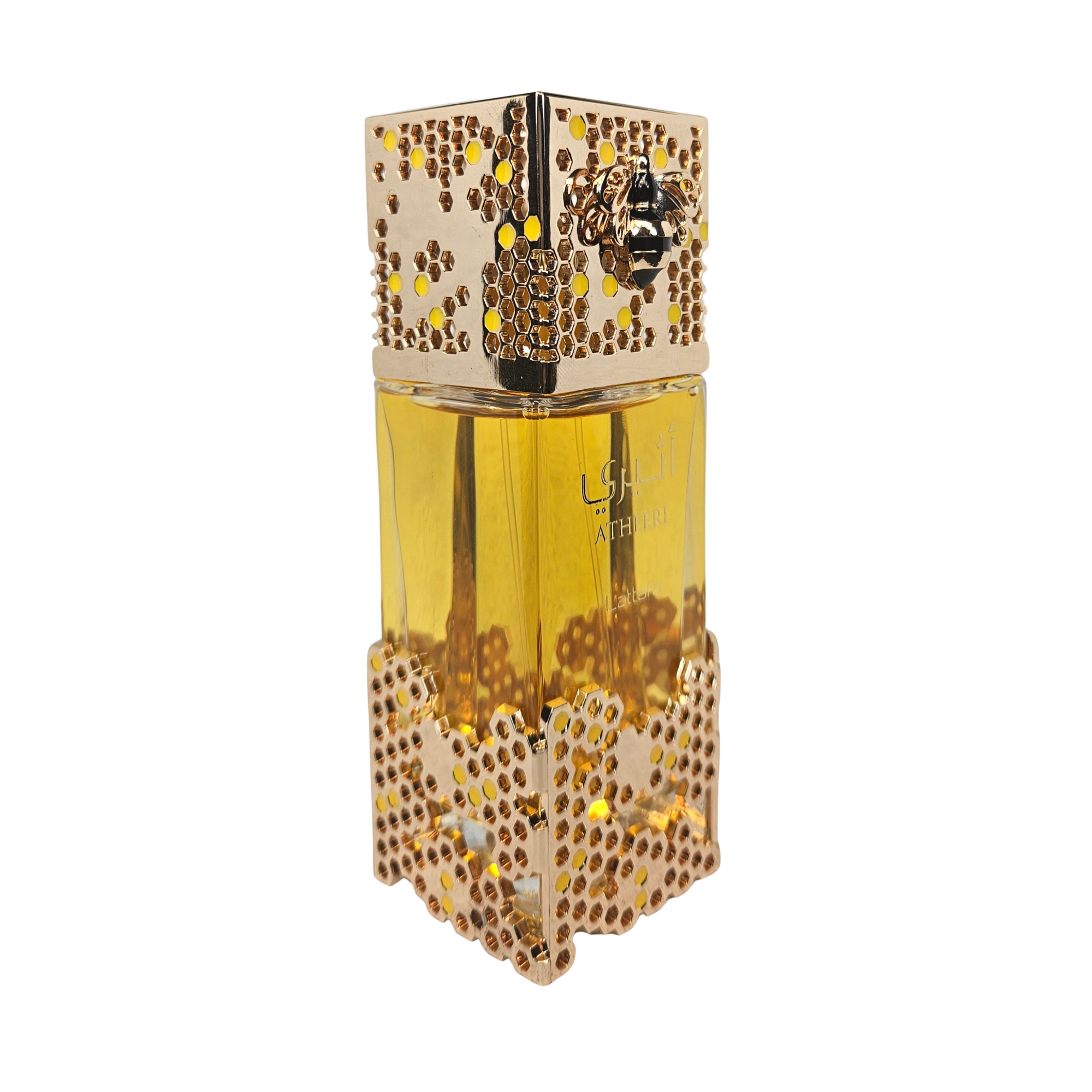 Lattafa Atheeri 100 ml Eau de Parfum side of beautiful perfume bottle