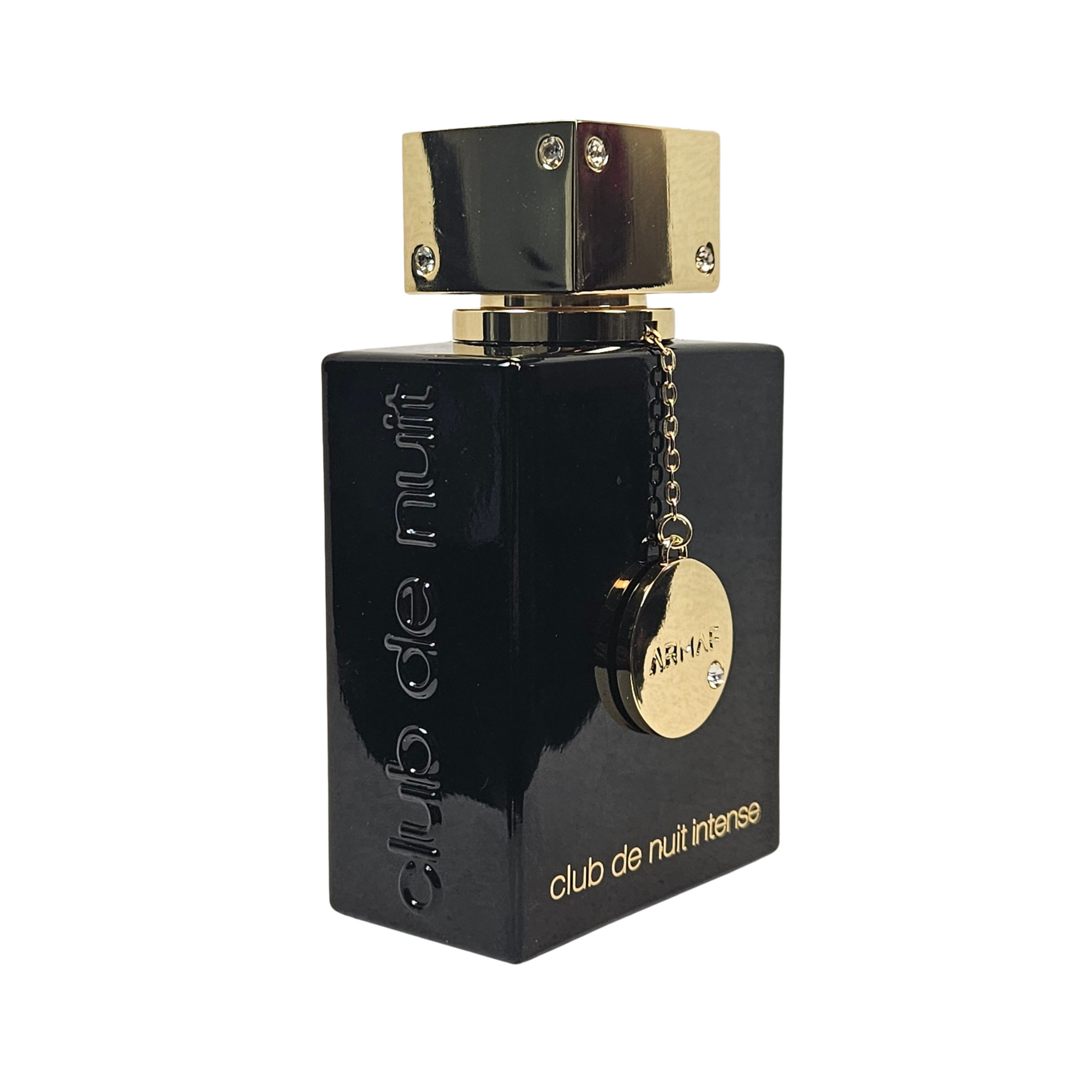 Club de Nuit Intense Woman by Armaf 105 ml side of perfume bottle on white background