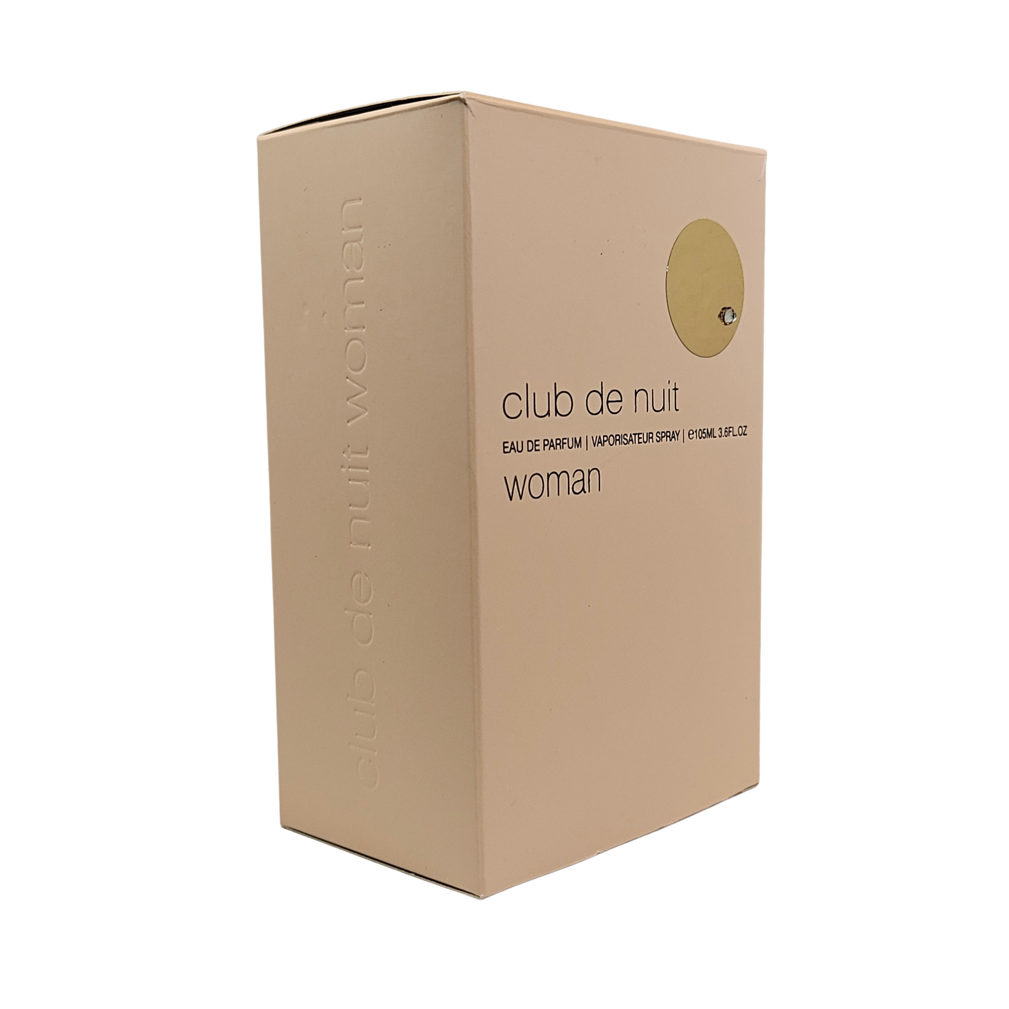 Club de Nuit Woman by Armaf 105 ml side of perfume box on white background