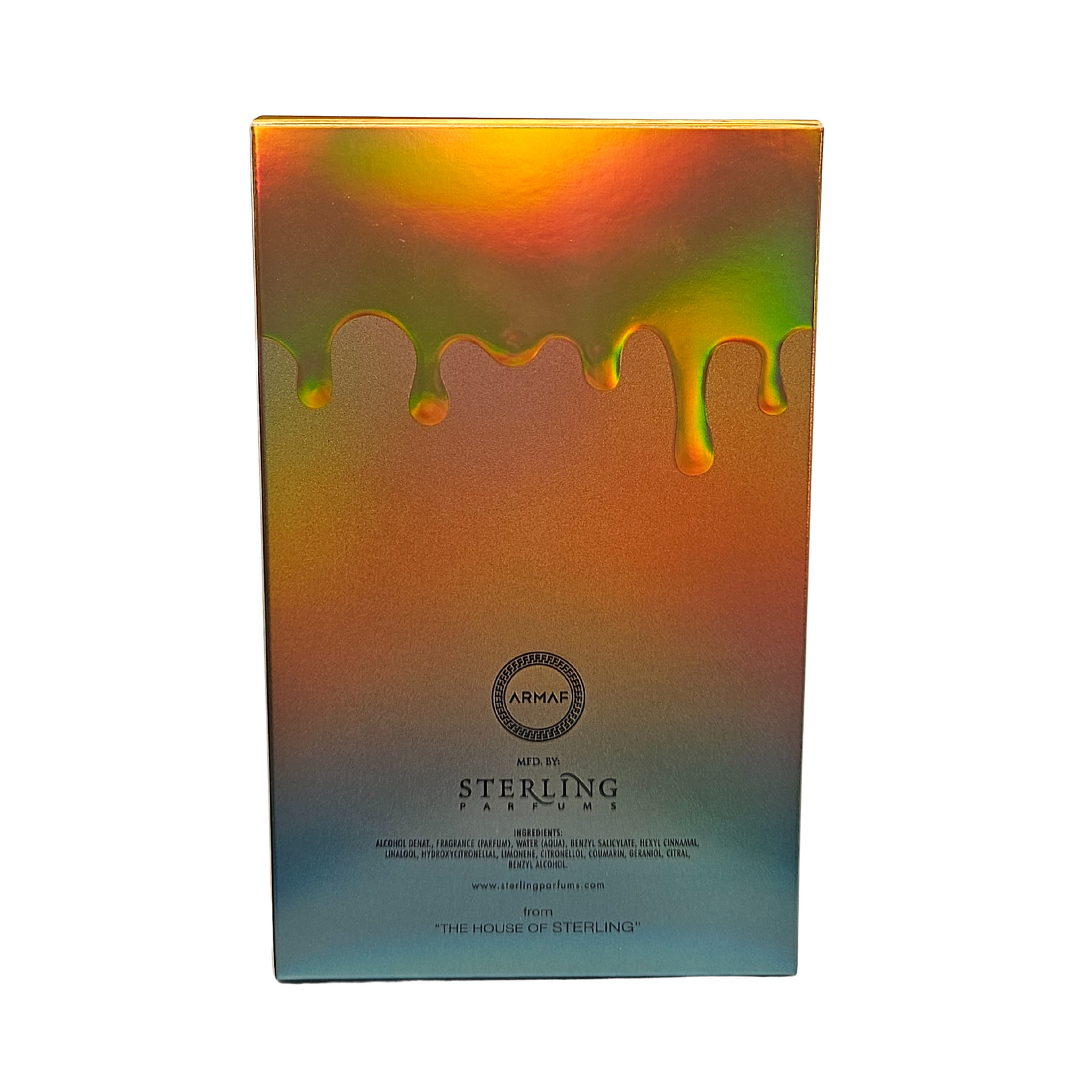 Miss Armaf Catwalk eau de parfum 100 ml back of perfume box on white background 