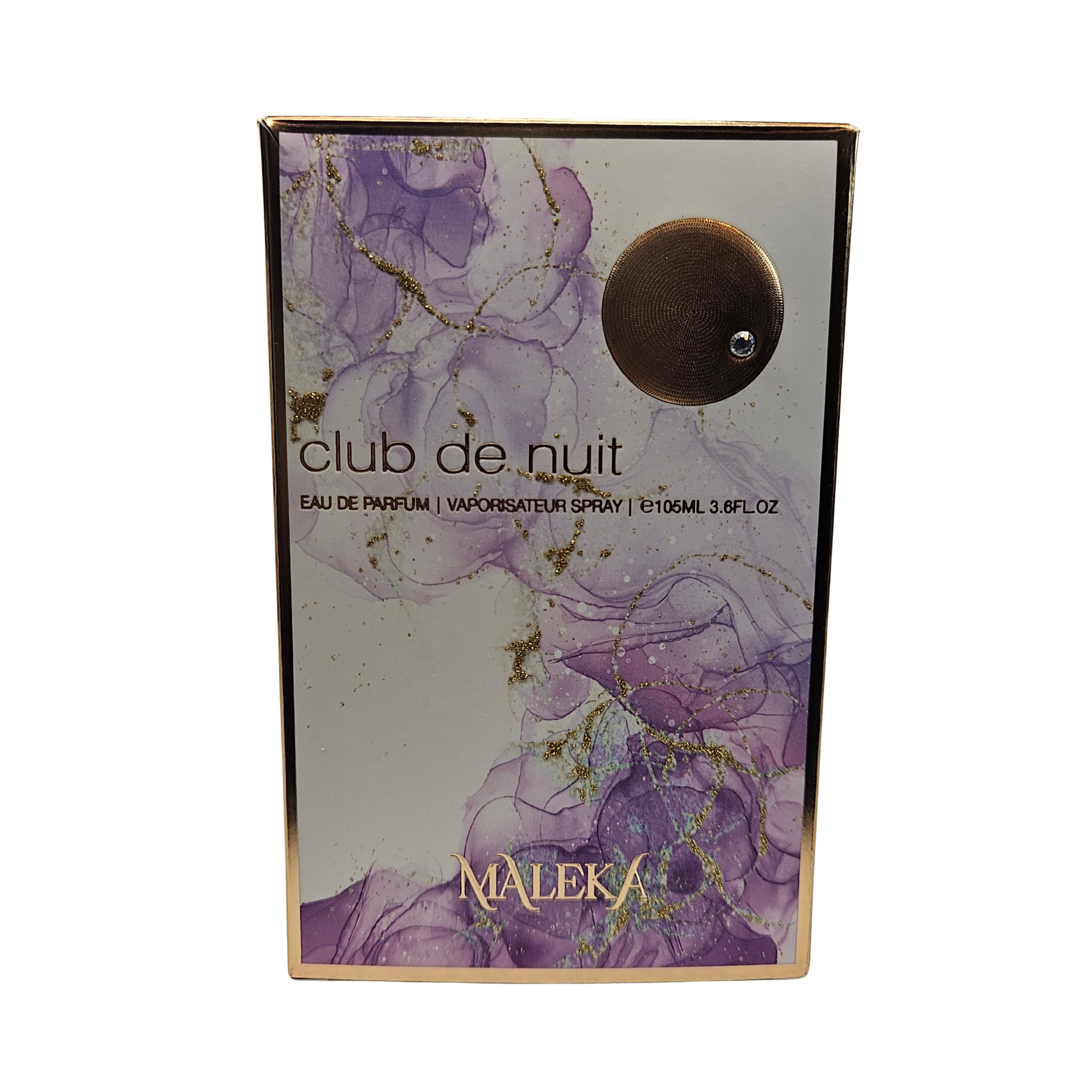 Club de Nuit Maleka by Armaf 105 ml front of perfume box on white background